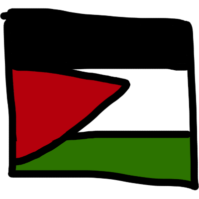  the flag of Palestine, drawn with thick black outlines.